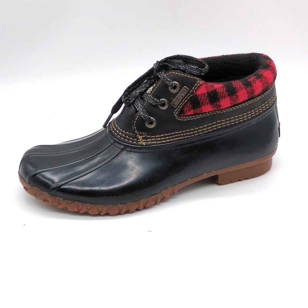 G.H. Bass & Co. Shoes Womens Black 8 Duck Boots Leather Ankle Fabric Collar